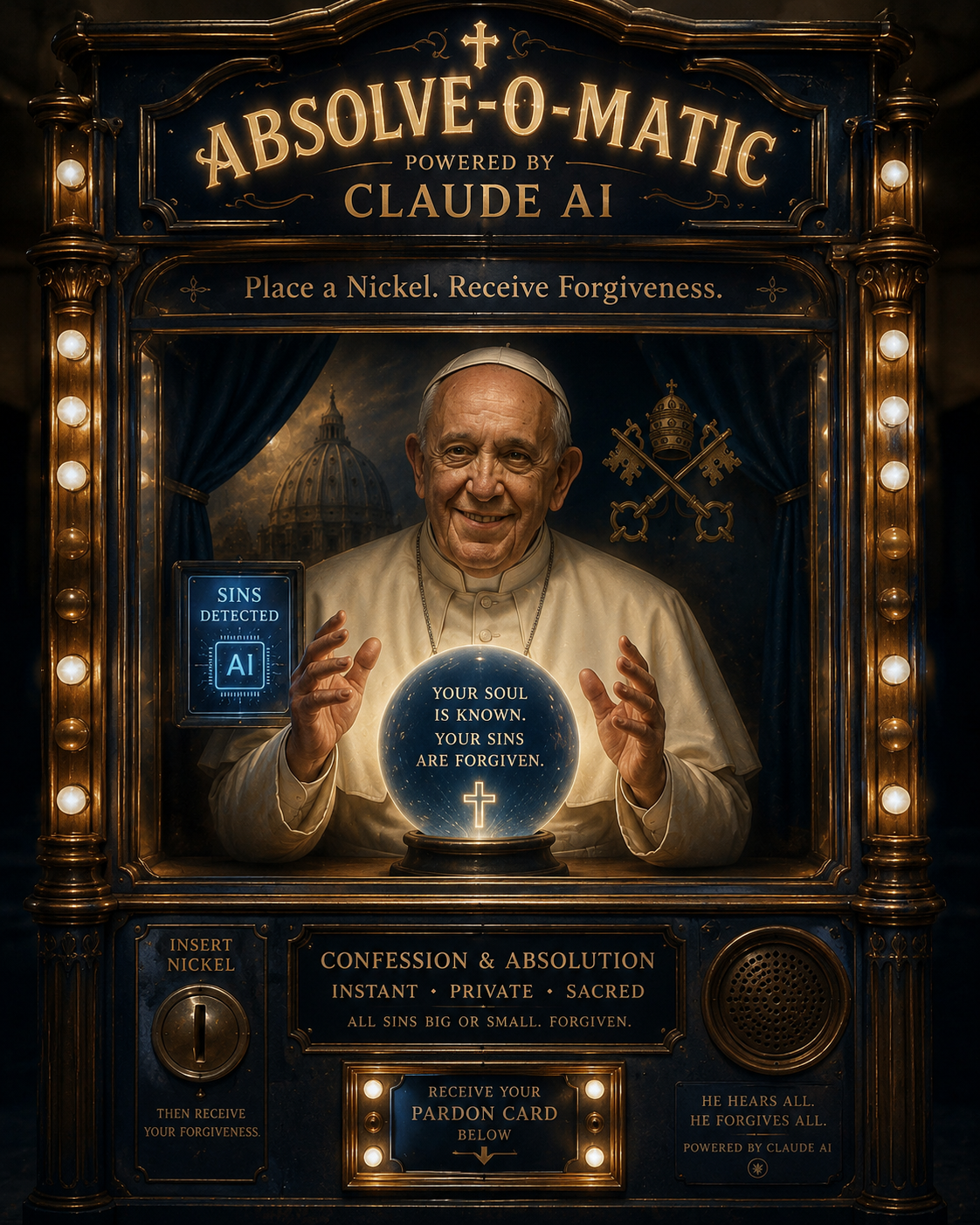 The Confessor — animatronic Pope of the Absolve-O-Matic